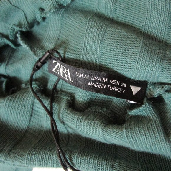 NWT ZARA WOMAN LETTUCE EDGE T SHIRT ribbed high neck SIZE M - Picture 7 of 11